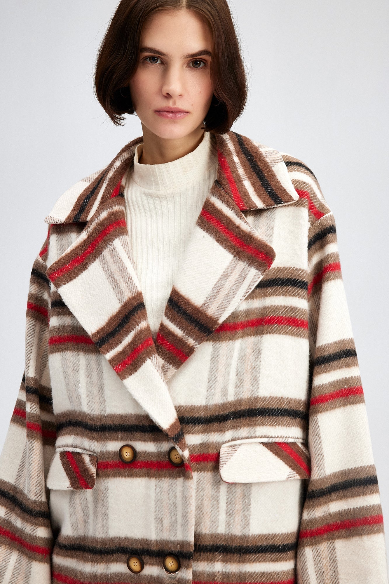 PLAID SOFT COAT