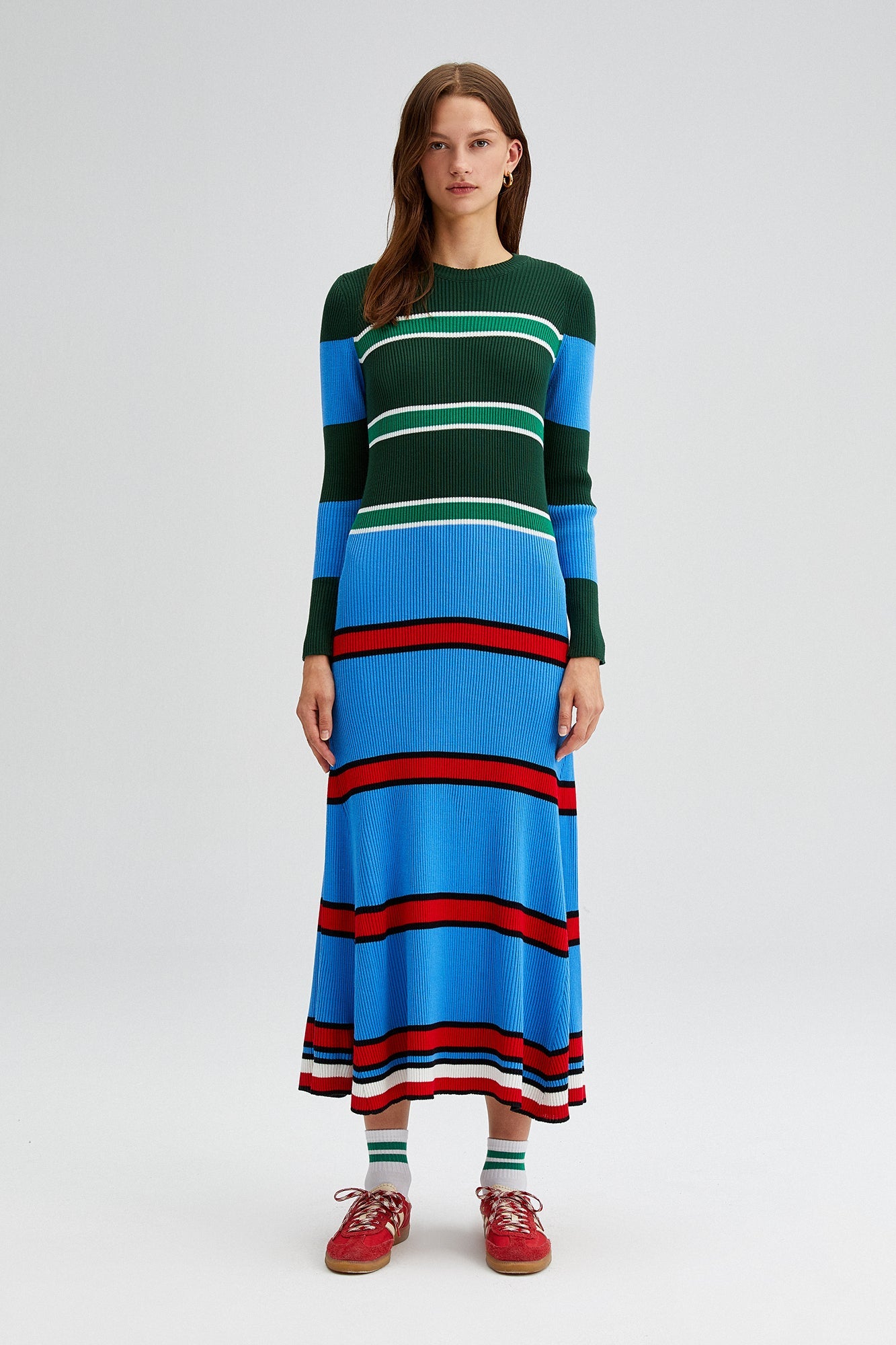 MULTICOLORED  STRIPED KNIT DRESS