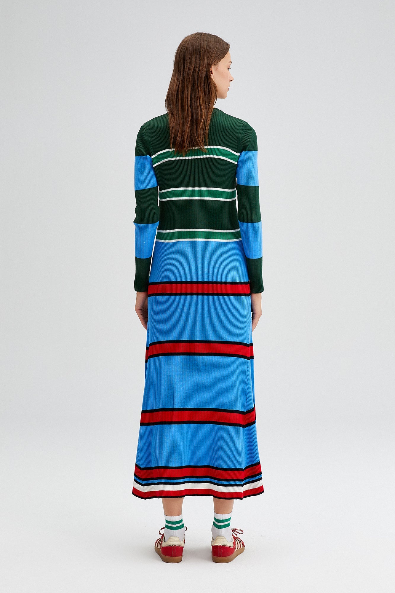 MULTICOLORED  STRIPED KNIT DRESS