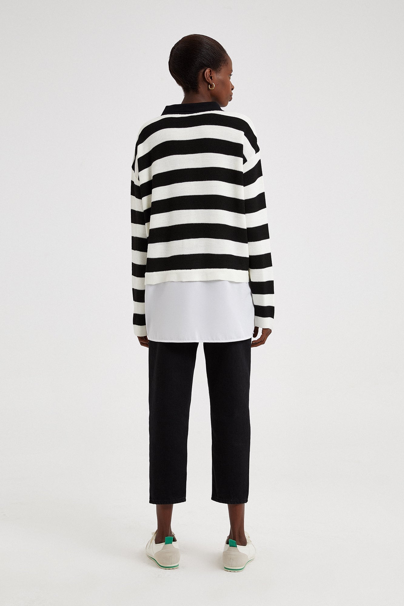 POPLIN DETAILED STRIPED KNITTED TUNIC