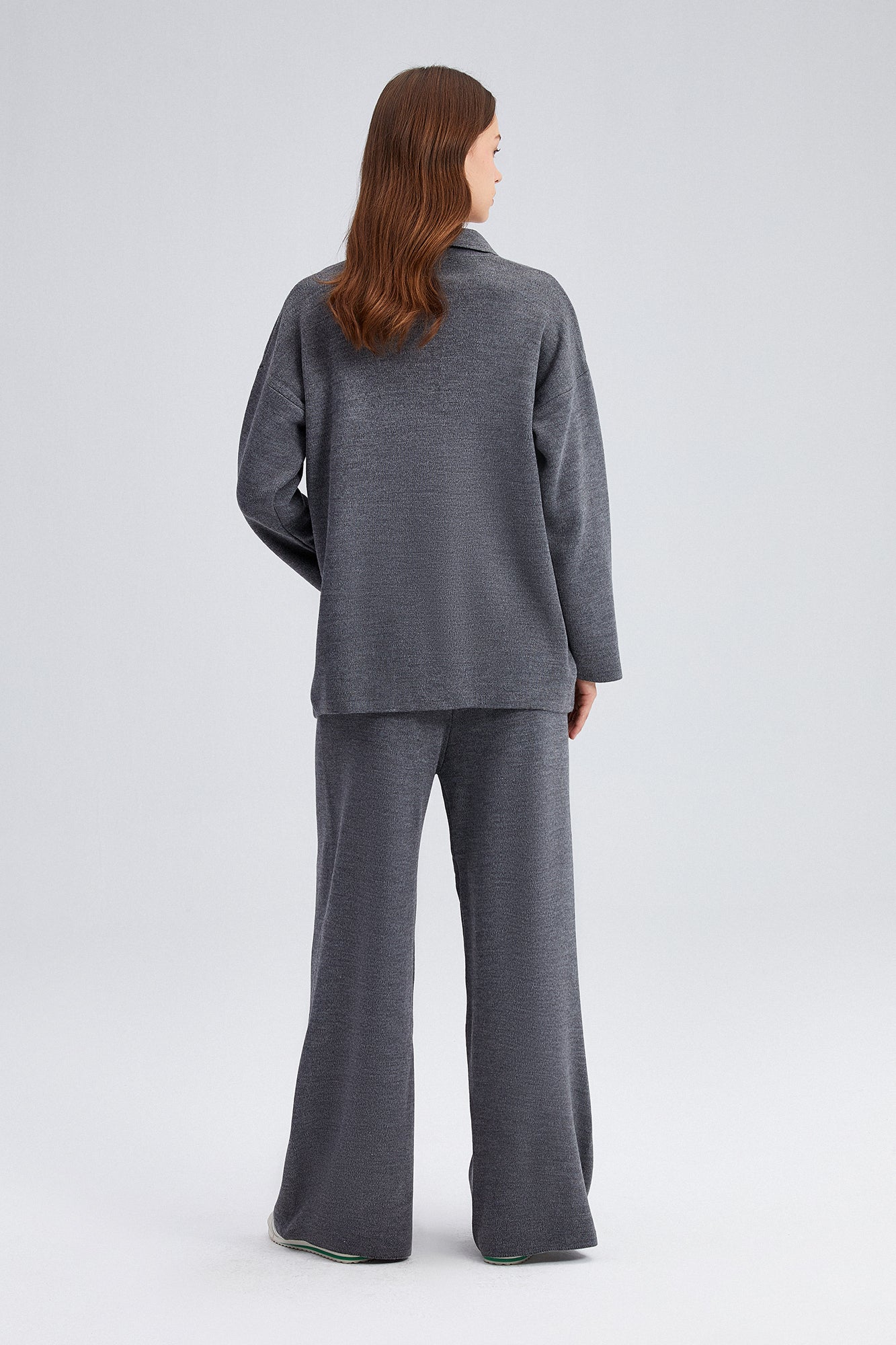 KNIT COLLAR TUNIC AND TROUSER SET