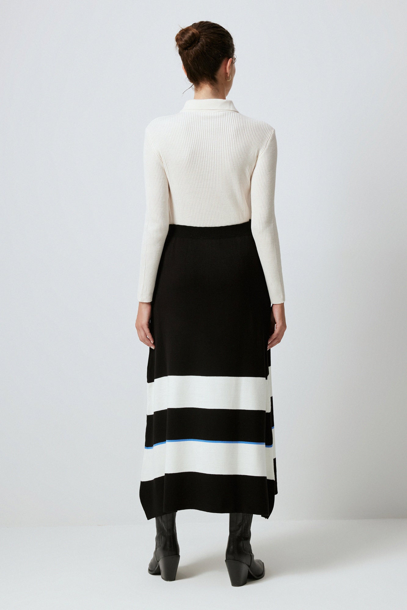 STRIPED KNITWEAR SKIRT WITH ELASTIC WAIST