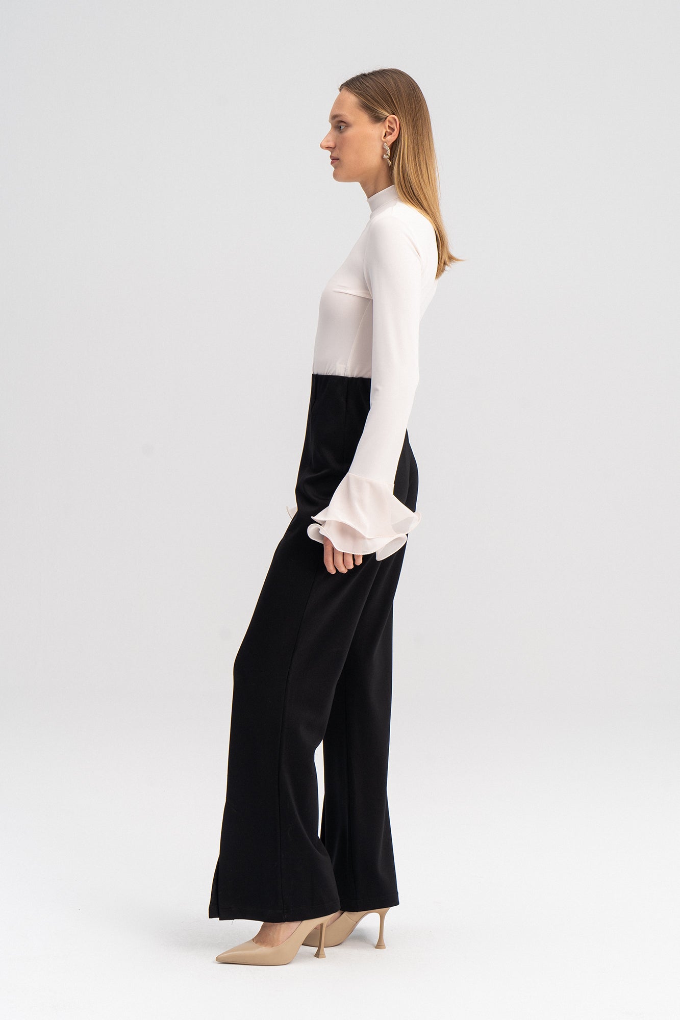 SLIT DETAILED JERSEY TROUSERS