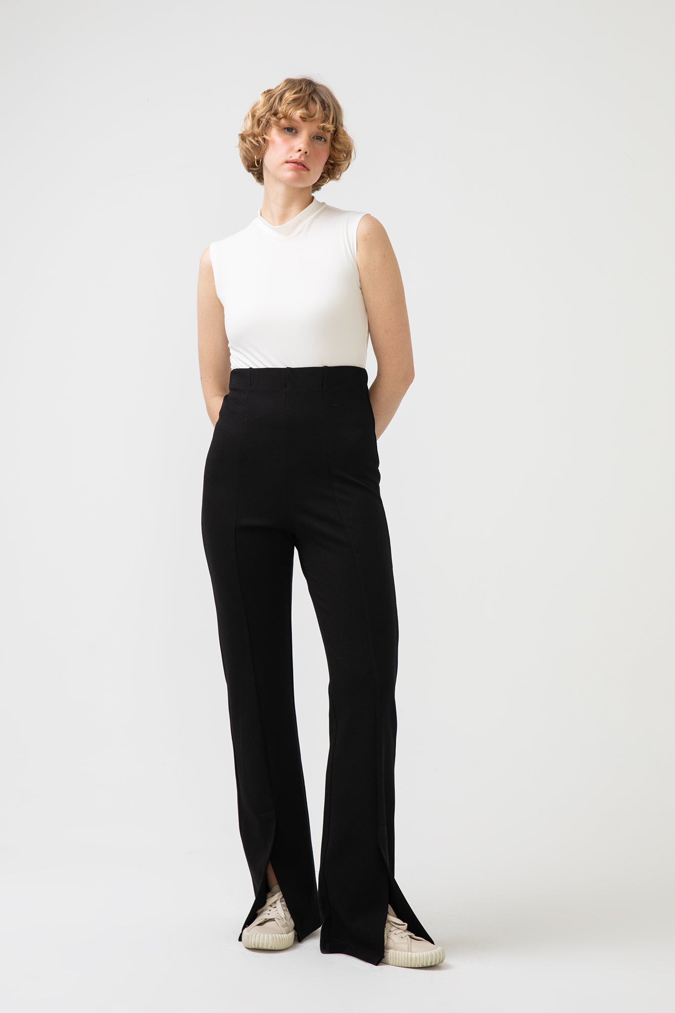 SLIT DETAILED JERSEY TROUSERS