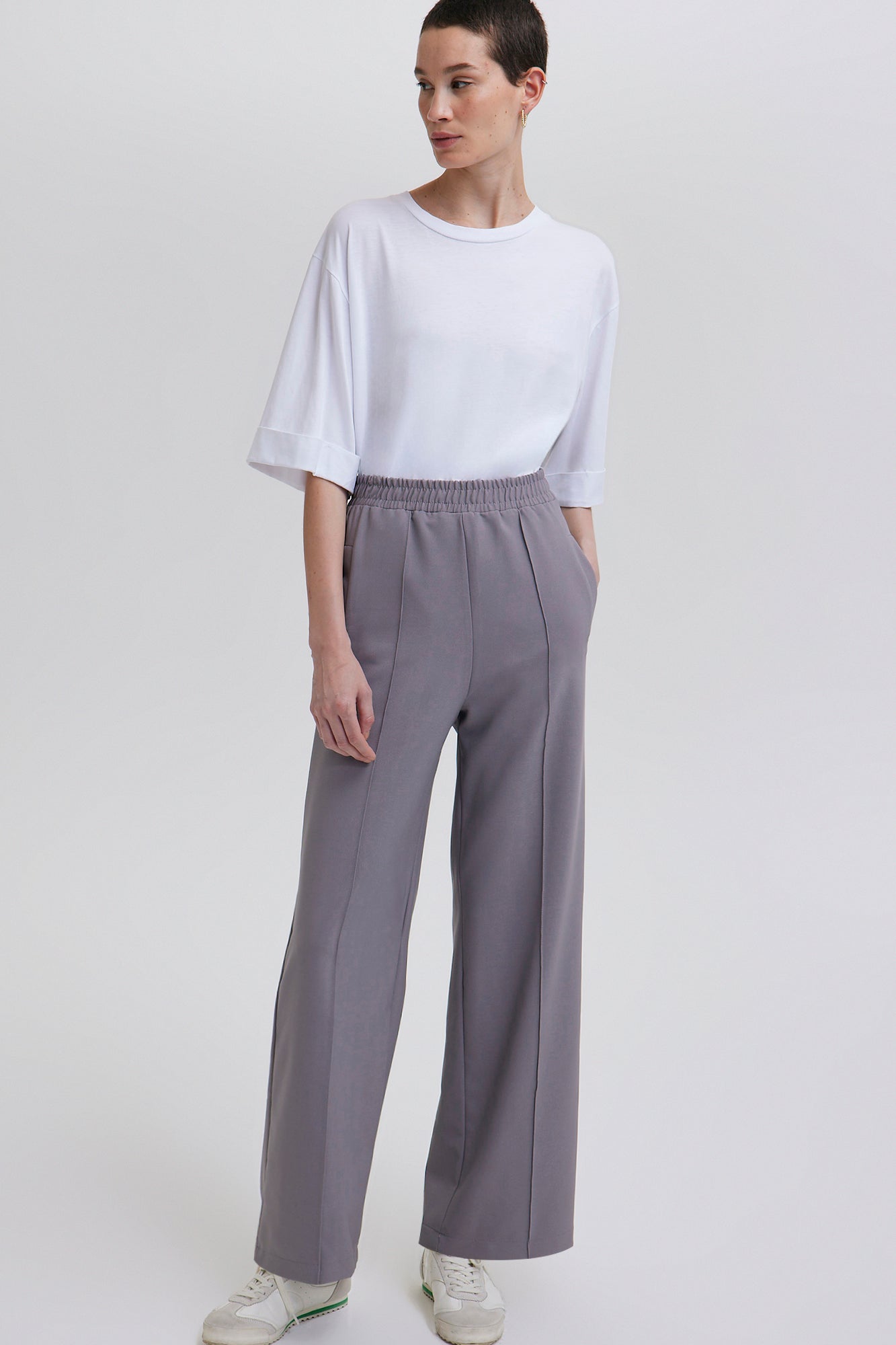 RIBBED CREPE TROUSERS