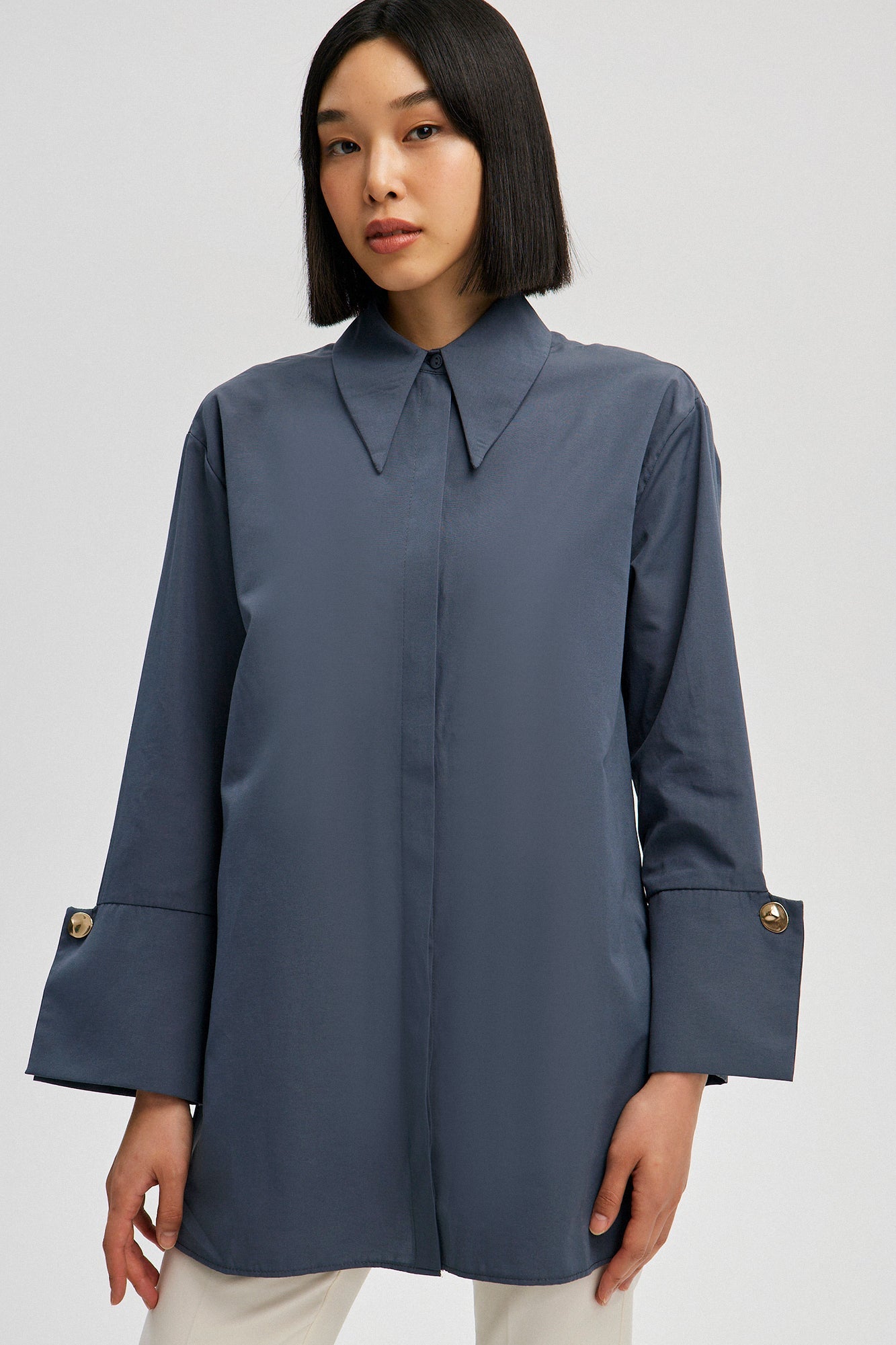 POPLIN SHIRT WITH WIDE CUFF