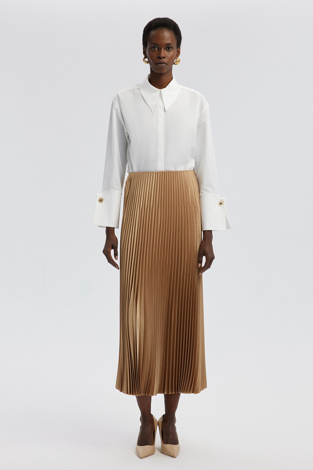 PLEATED SATIN SKIRT