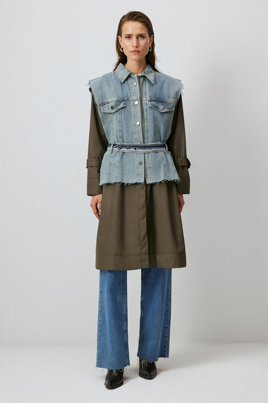 DENIM DETAILED TRENCHCOAT