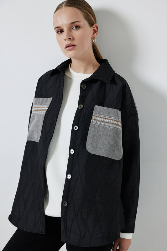 QUILTED JACKET WITH EMBROIDERED