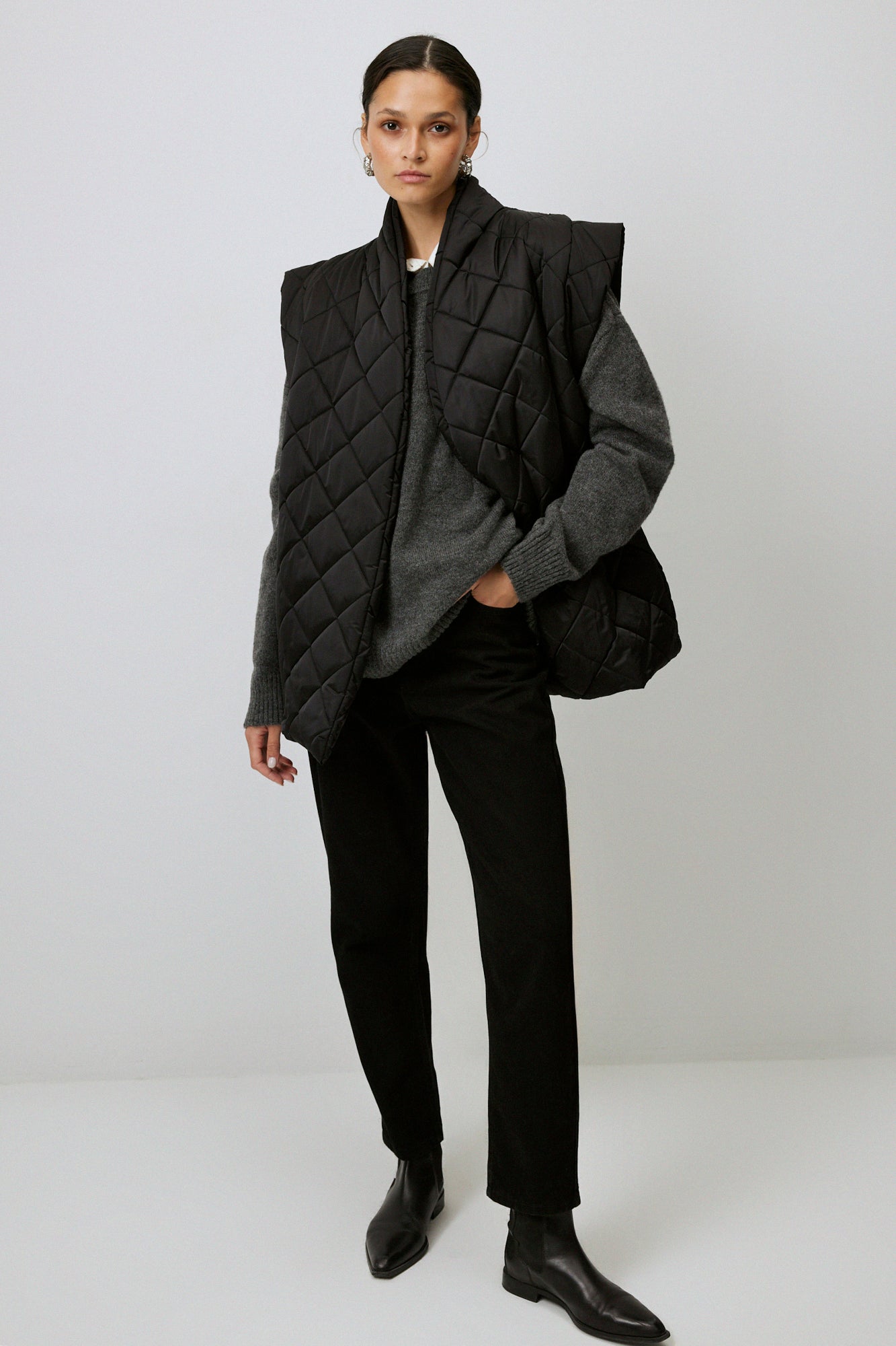 WAIST-TIED QUILTED VEST