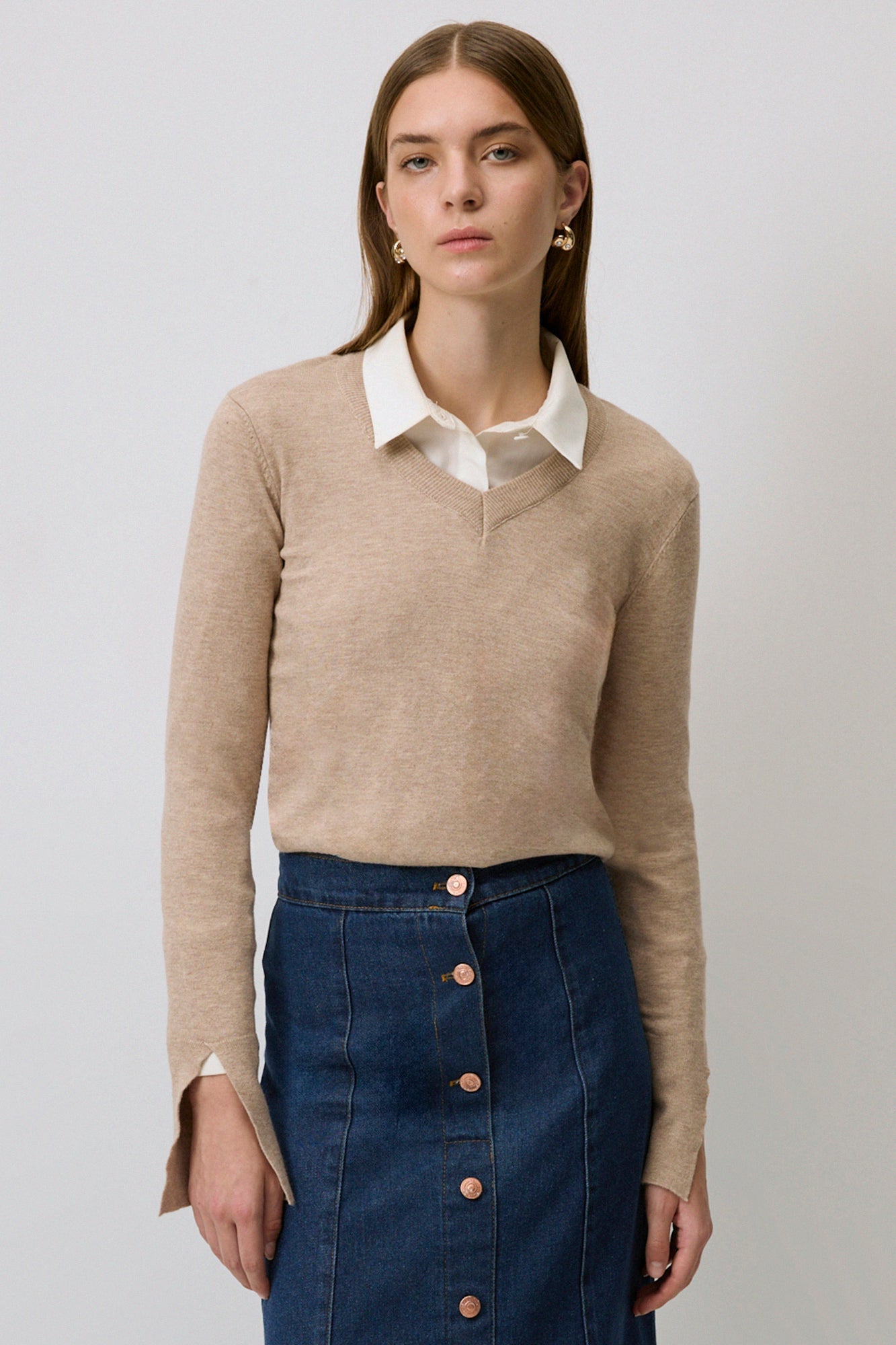 SOFT TEXTURED BASIC KNIT BLOUSE