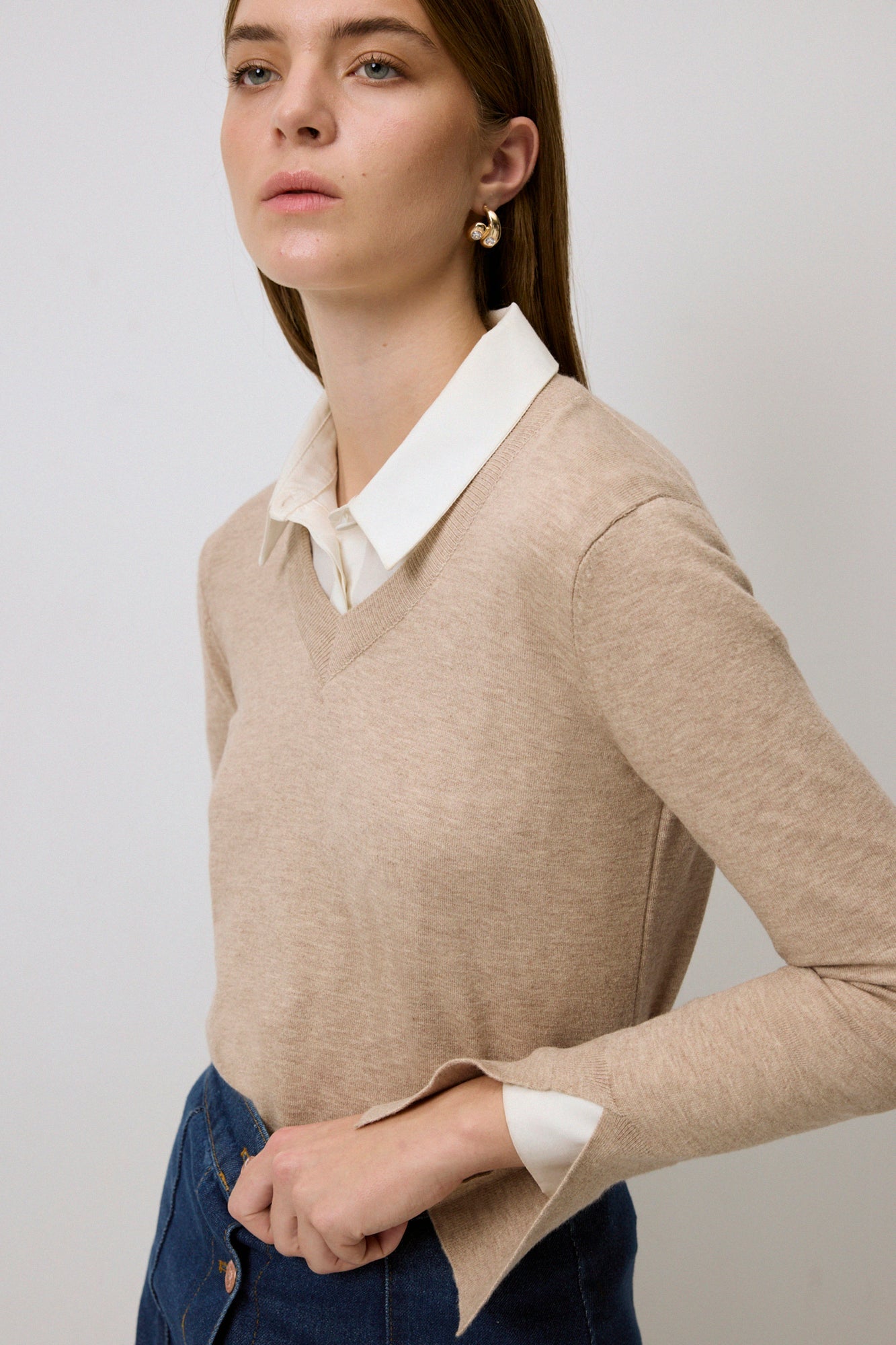 SOFT TEXTURED BASIC KNIT BLOUSE