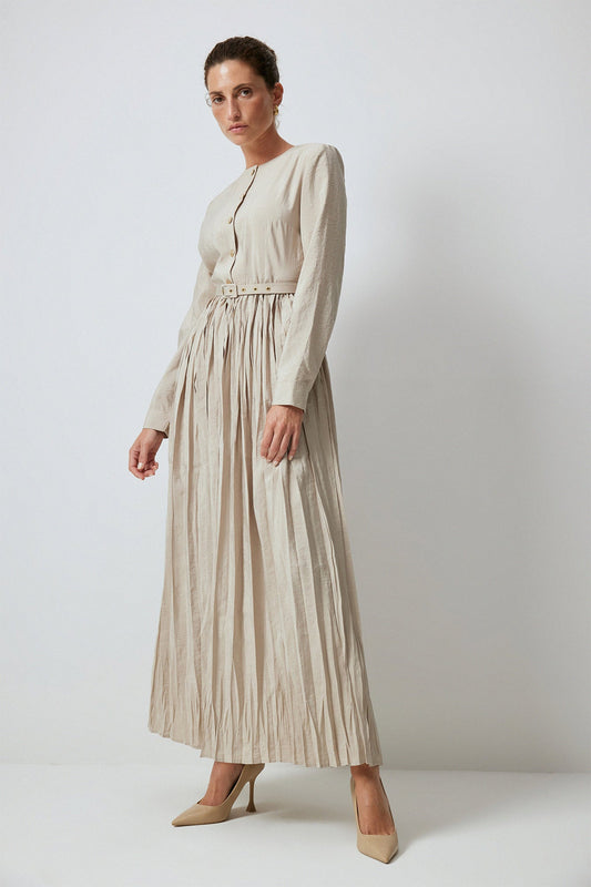 PLEATED CUPRA DRESS