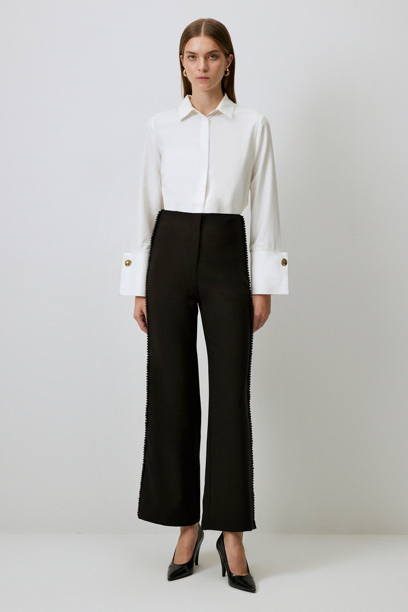 PEARL DETAILED CREPE TROUSERS