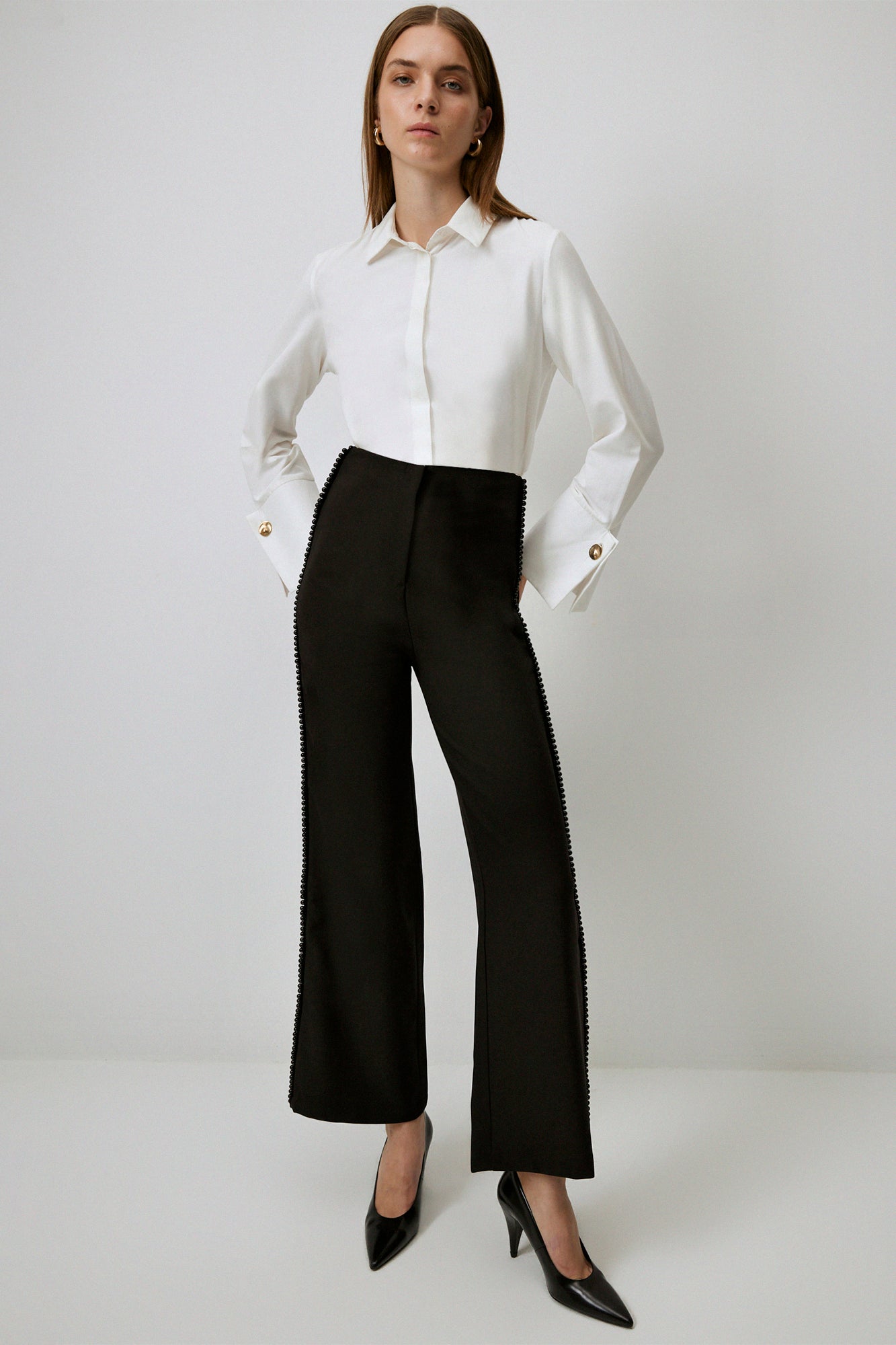 PEARL DETAILED CREPE TROUSERS