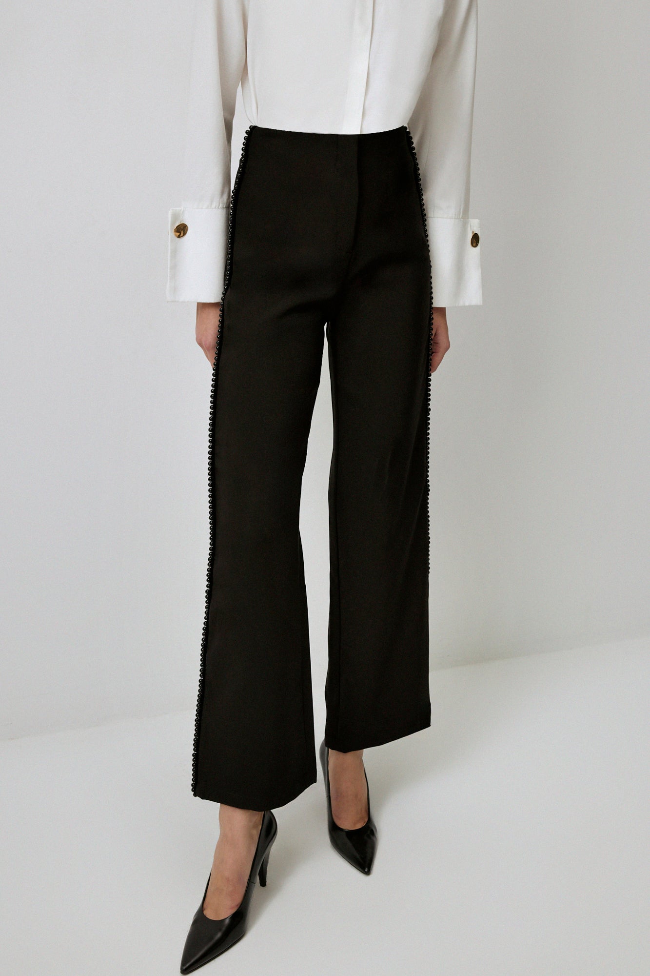 PEARL DETAILED CREPE TROUSERS