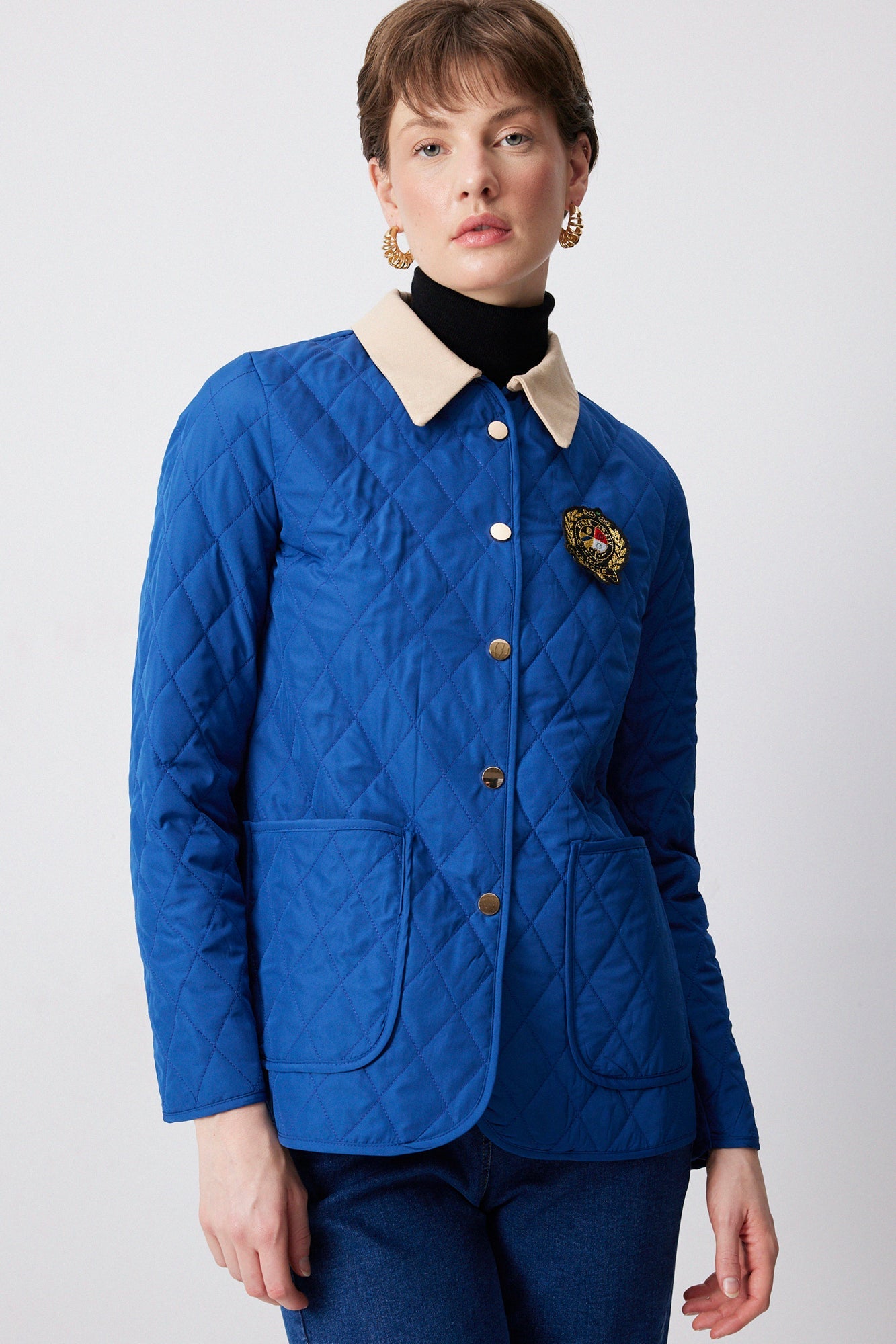 GABARDINE COLLAR QUILTED JACKET