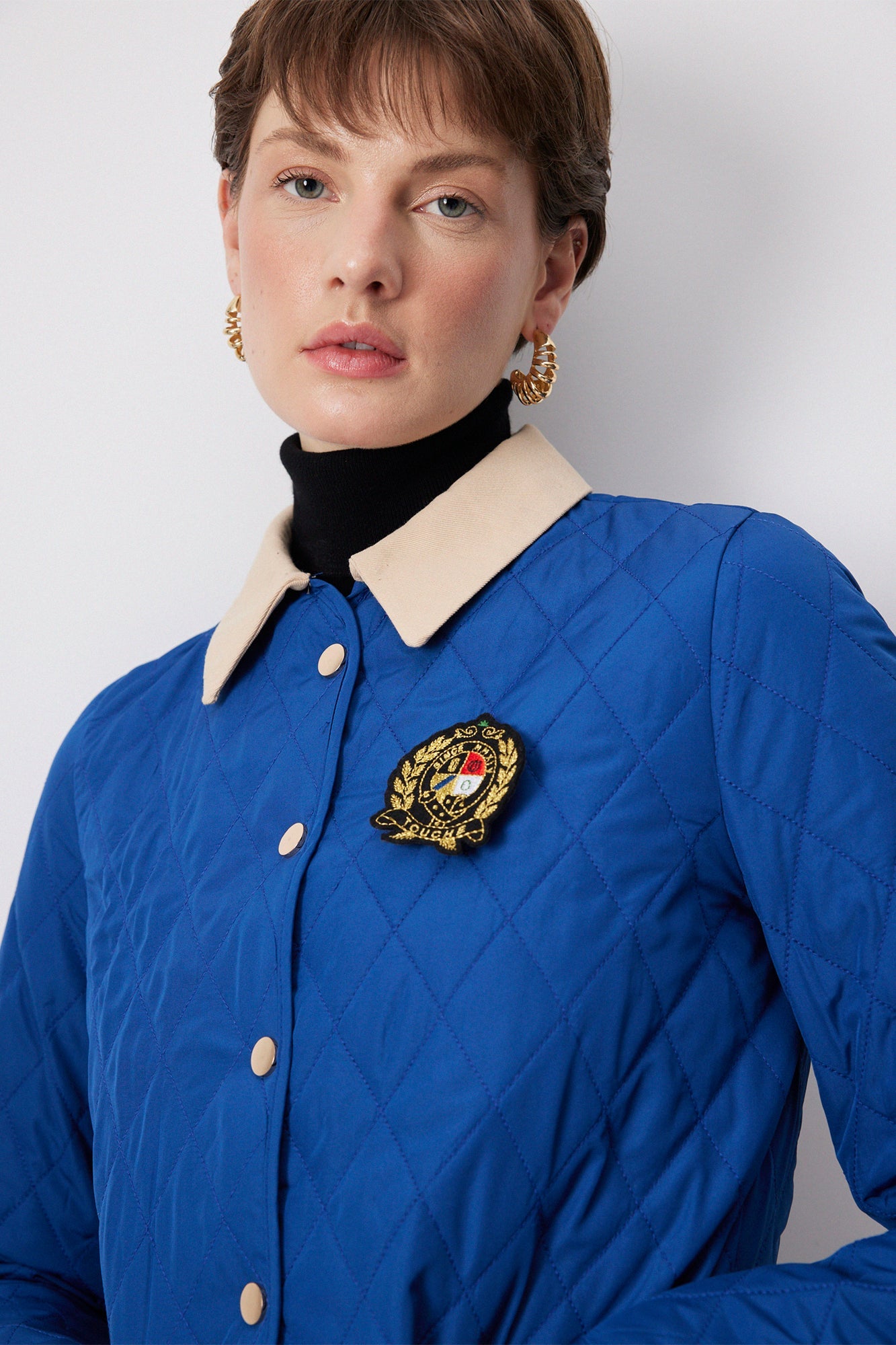 GABARDINE COLLAR QUILTED JACKET