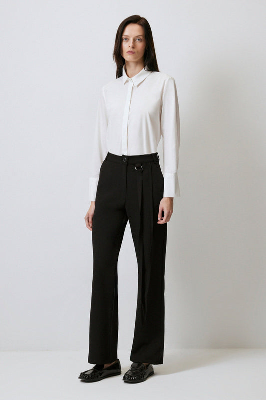 HIGH WAIST TROUSERS WITH METAL ACCESSORIES