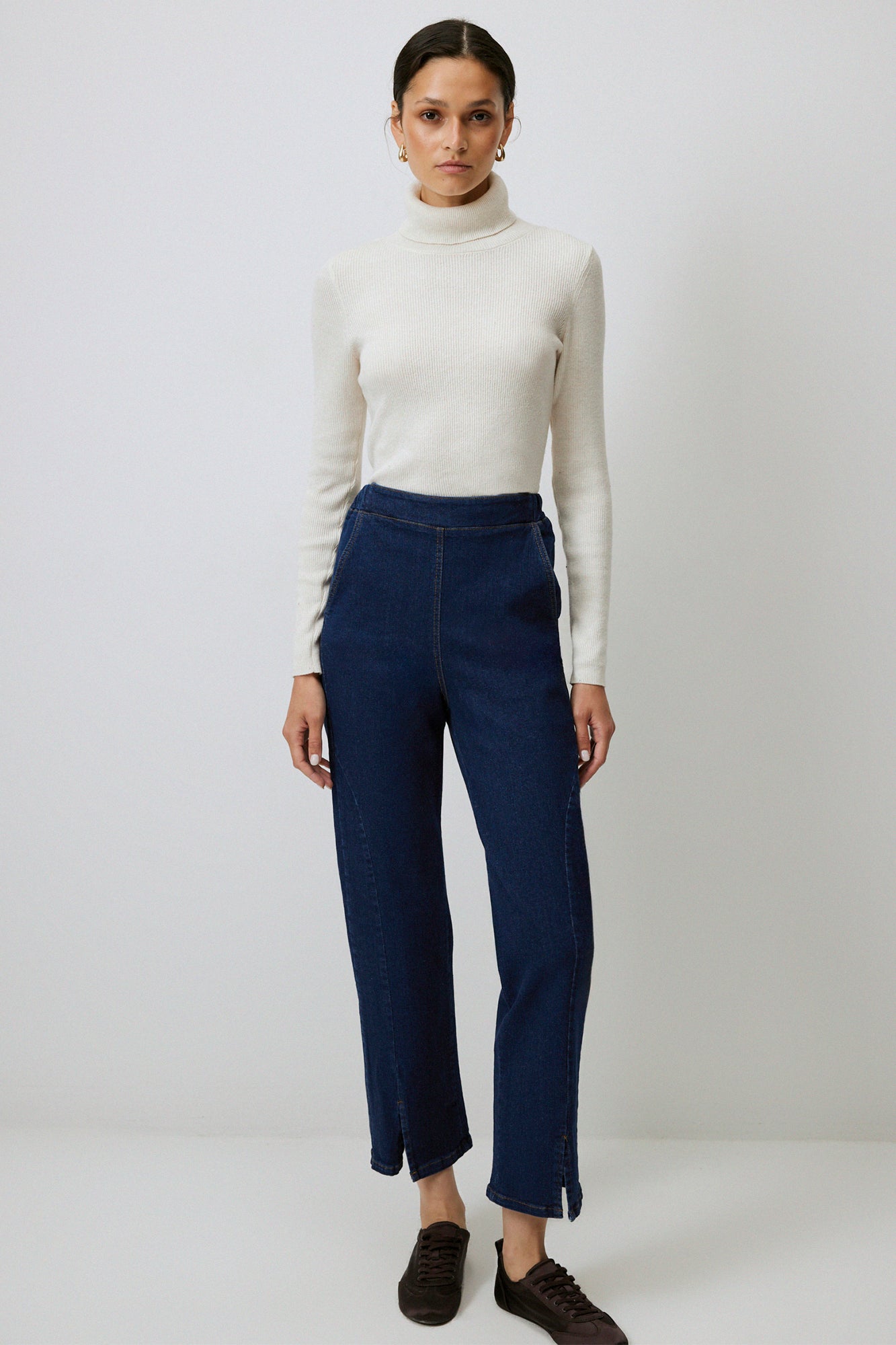 STRAIGHT FIT DENIM TROUSERS