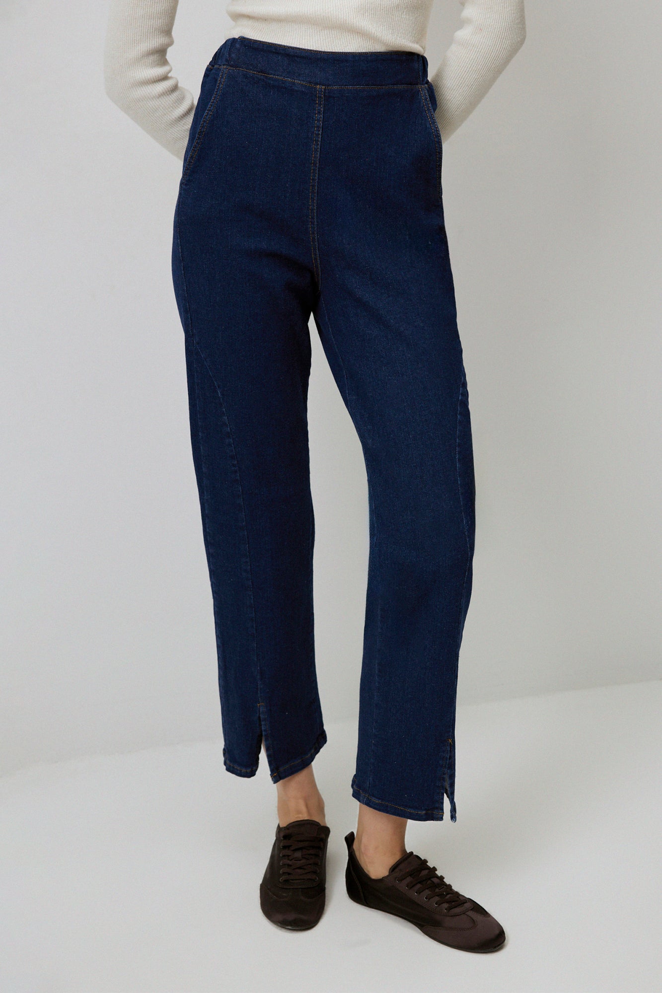 STRAIGHT FIT DENIM TROUSERS