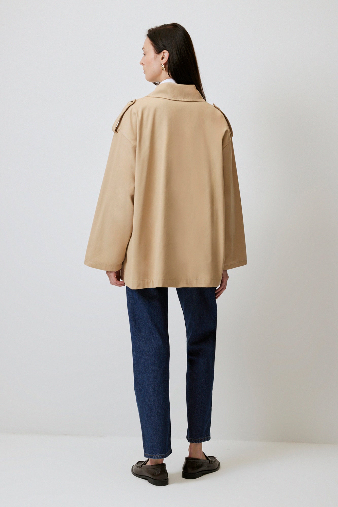 SHORT GABARDINE TRENCHCOAT