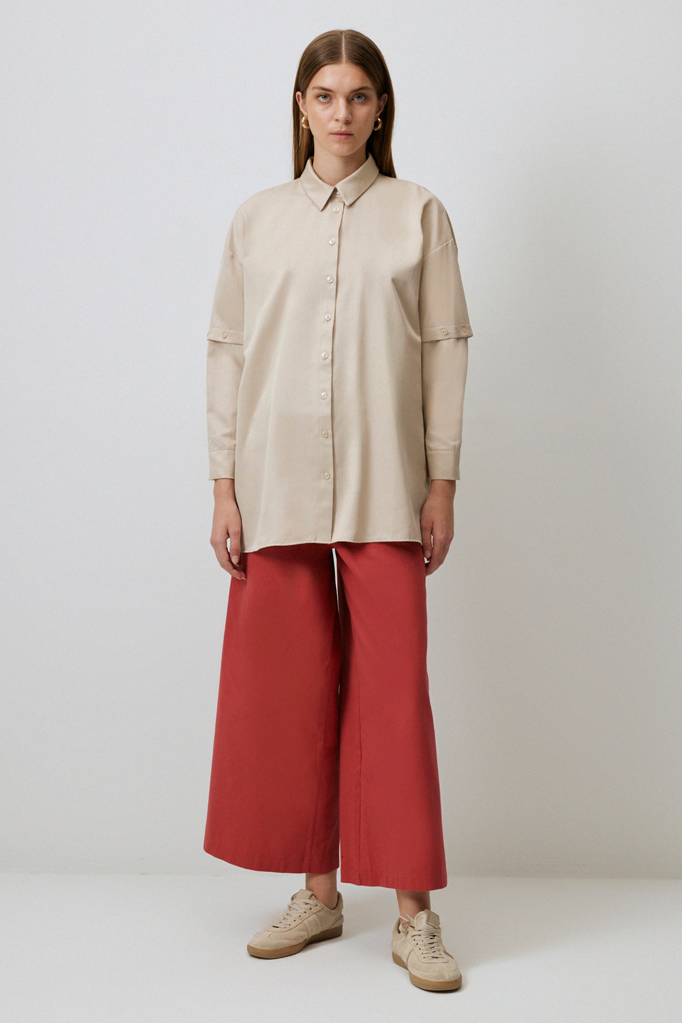 POPLIN SHIRT WITH DETACHABLE SLEEVES