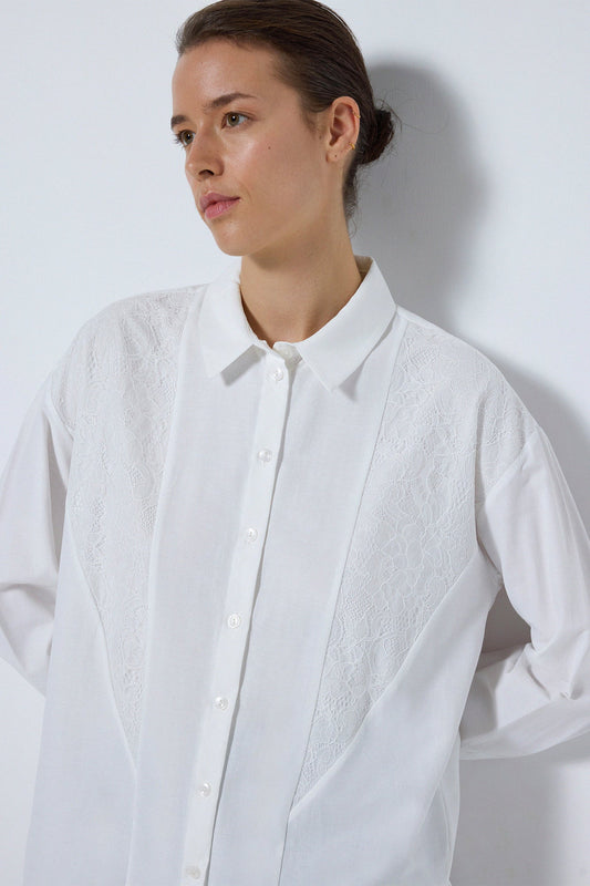 LACE DETAILED POPLIN SHIRT