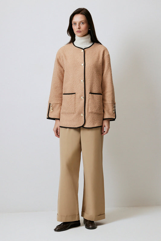 CONTRAST TRIMMED BOURLE JACKET