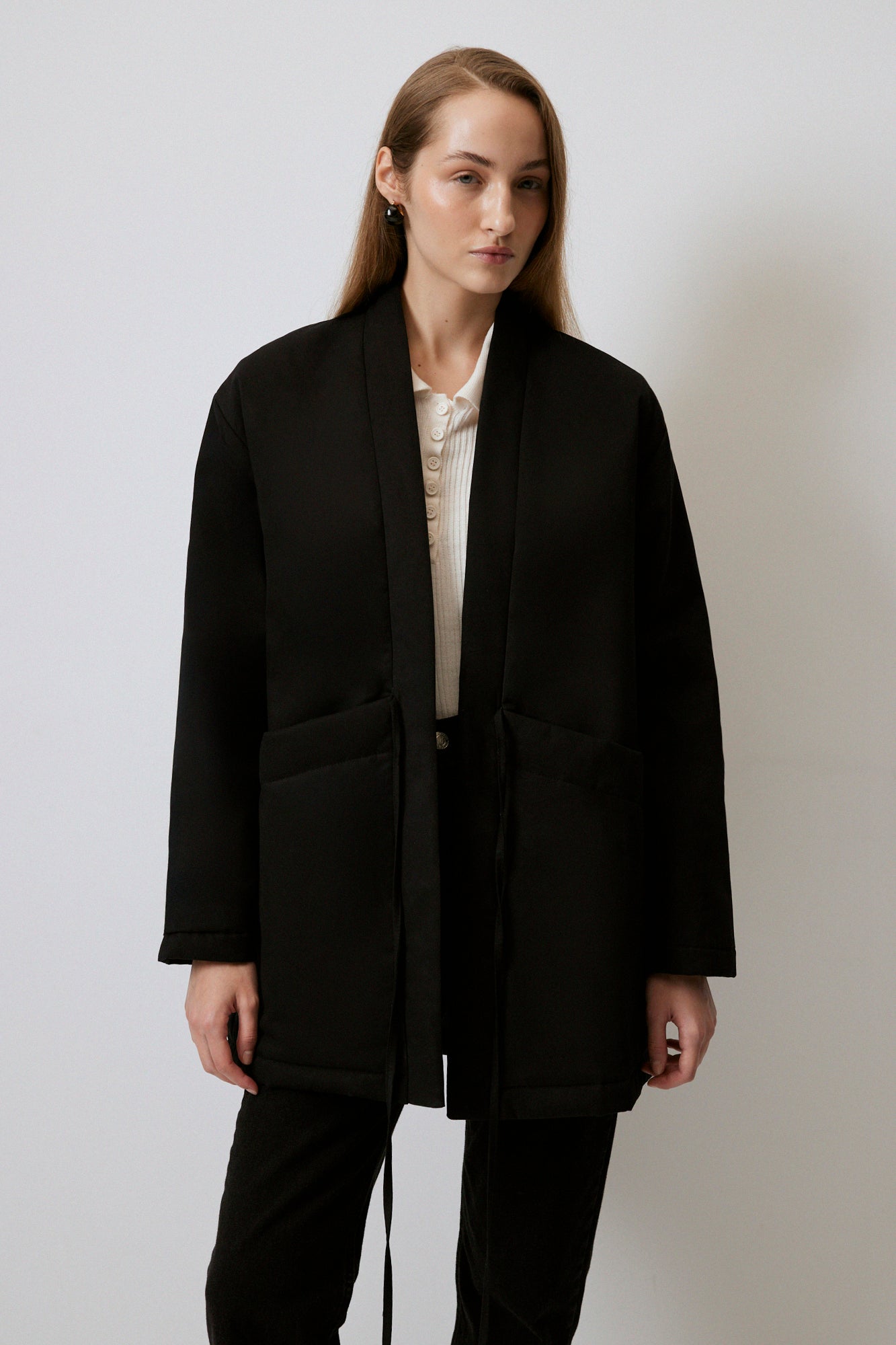 GABARDINE COAT WITH WIDE POCKET