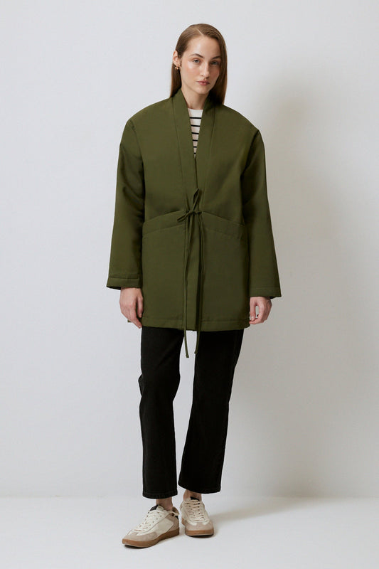 GABARDINE COAT WITH WIDE POCKET