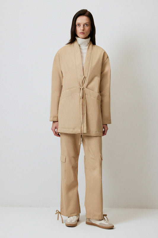 GABARDINE COAT WITH WIDE POCKET