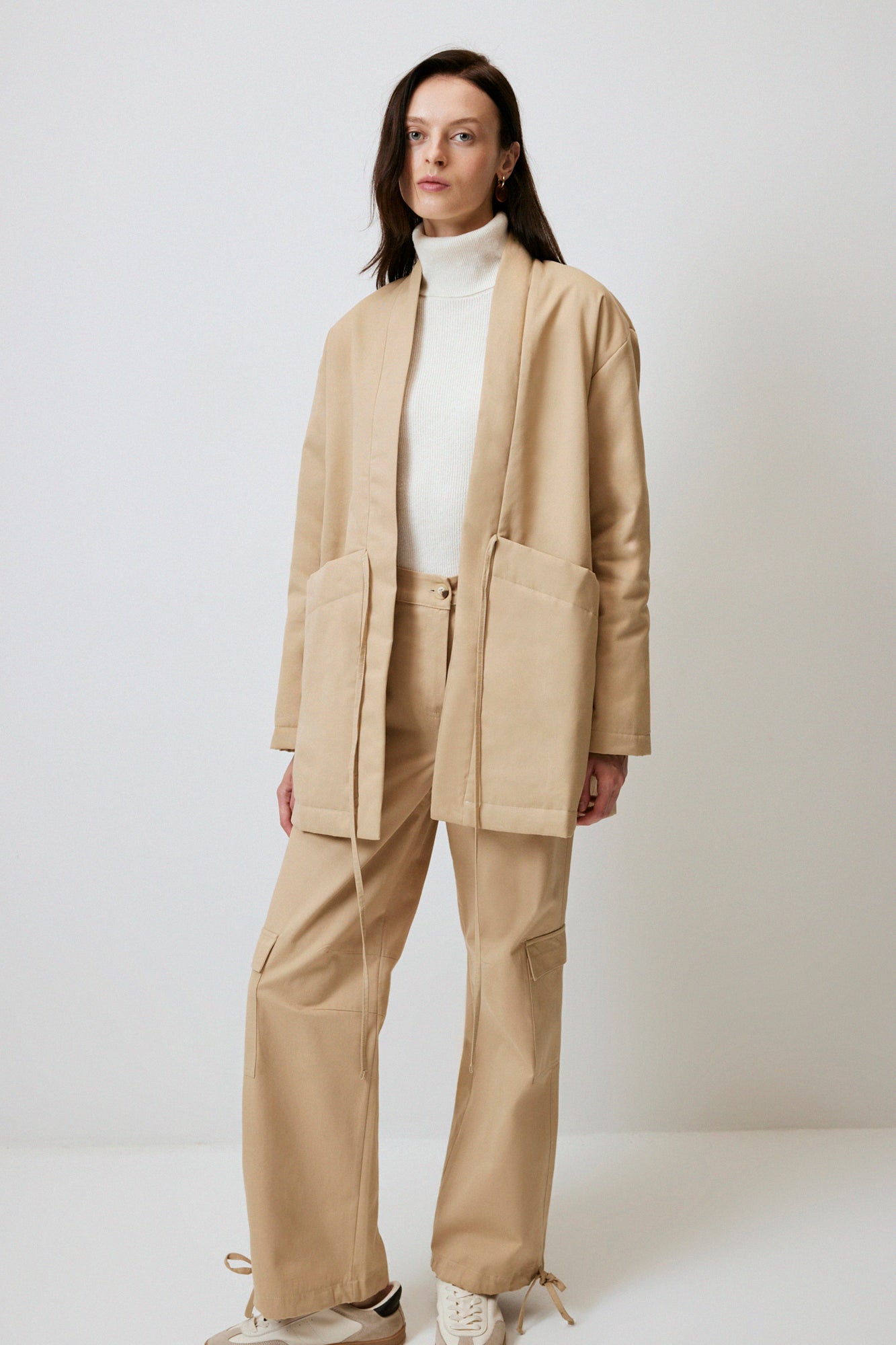 GABARDINE COAT WITH WIDE POCKET