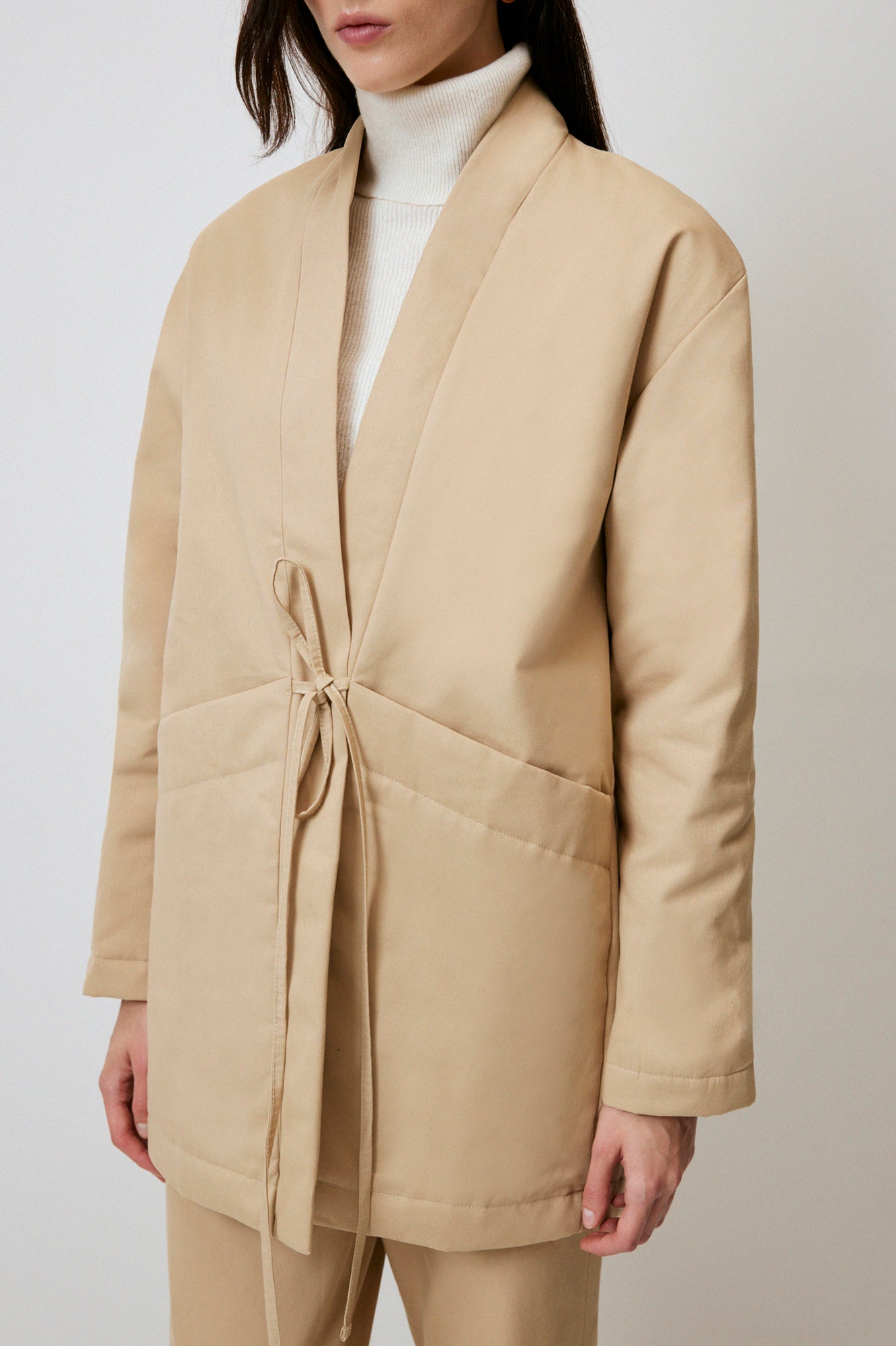 GABARDINE COAT WITH WIDE POCKET