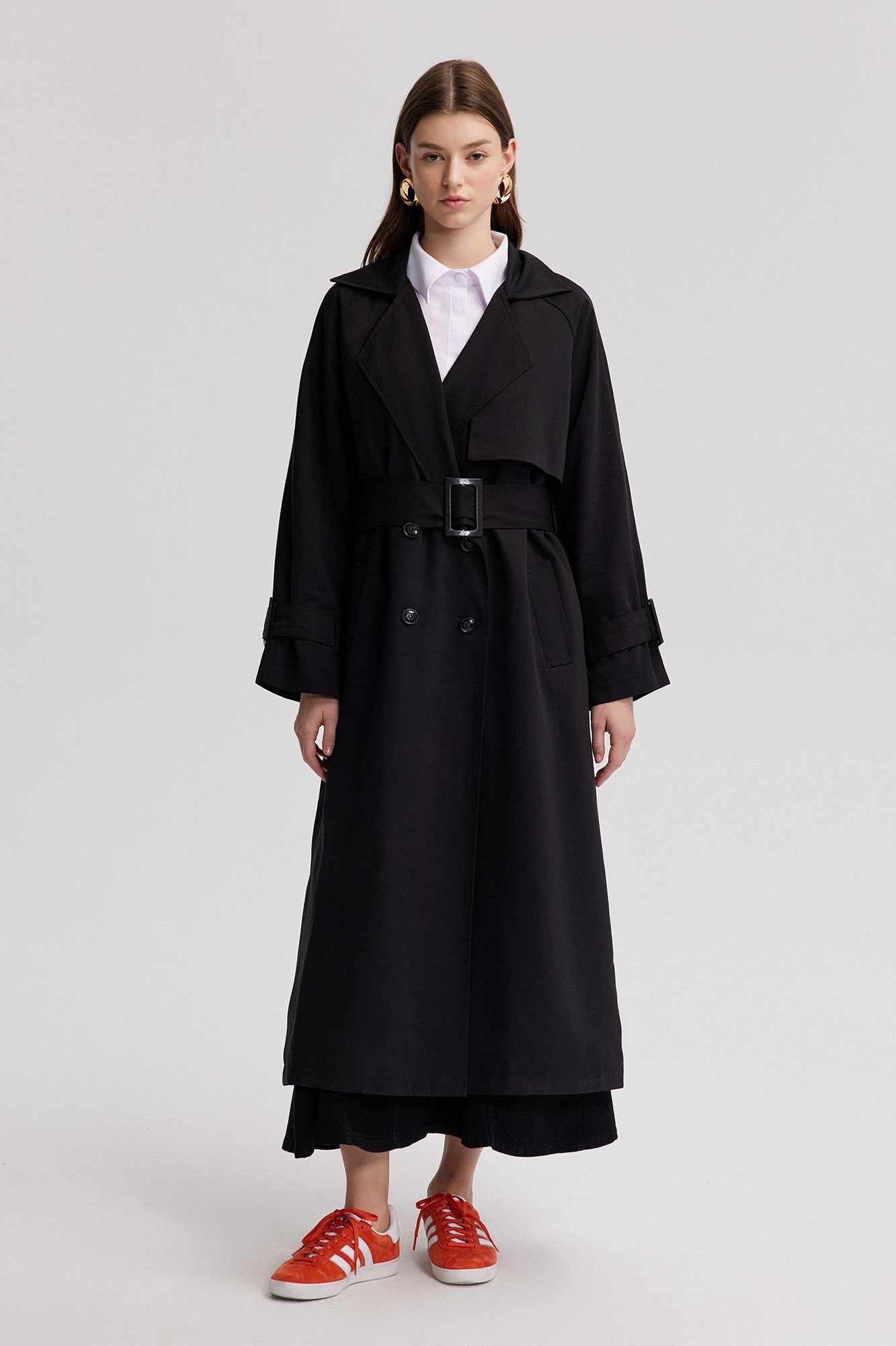 BUCKLE DETAILED OVERSIZE TRENCH COAT