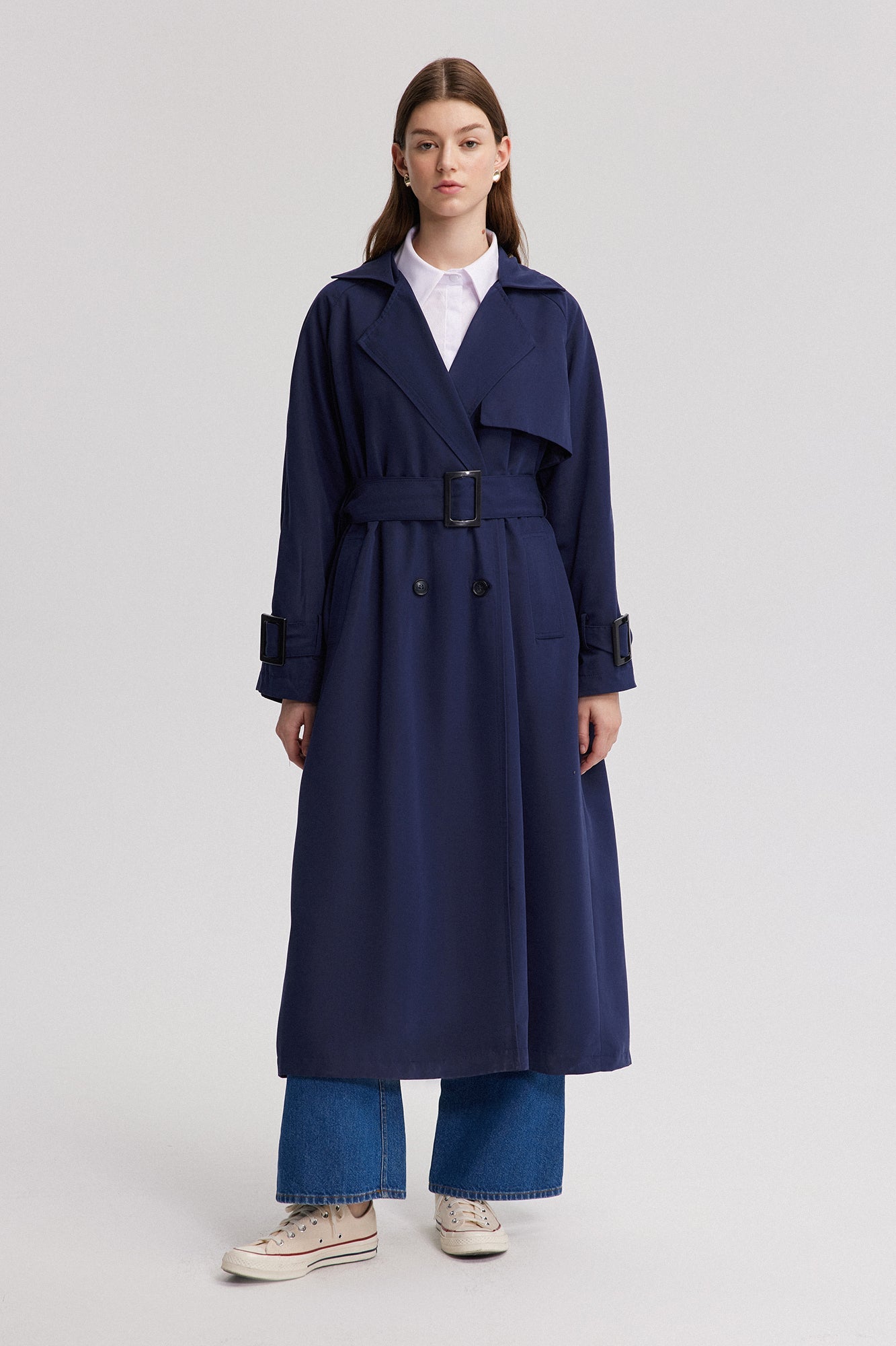 BUCKLE DETAILED OVERSIZE TRENCH COAT