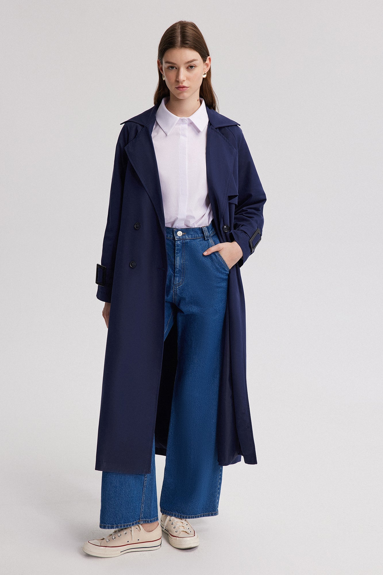 BUCKLE DETAILED OVERSIZE TRENCH COAT