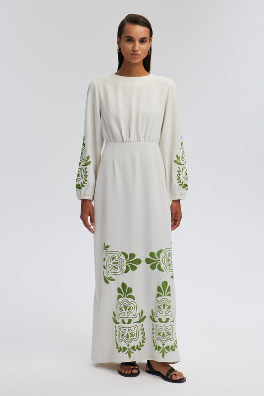 LINEN DRESS WITH EMBROIDERY