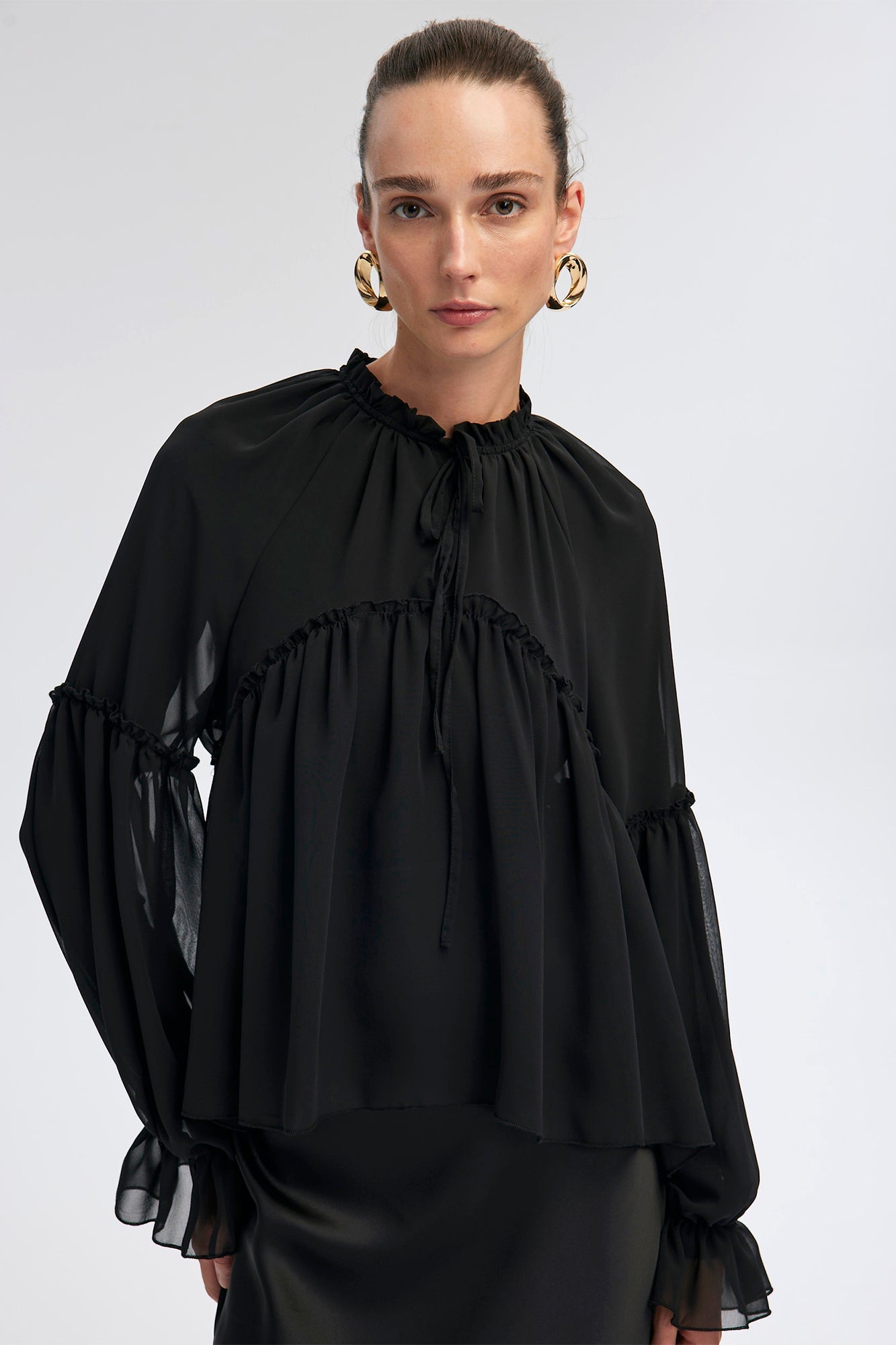 RUFFLE CHIFFON BLOUSE