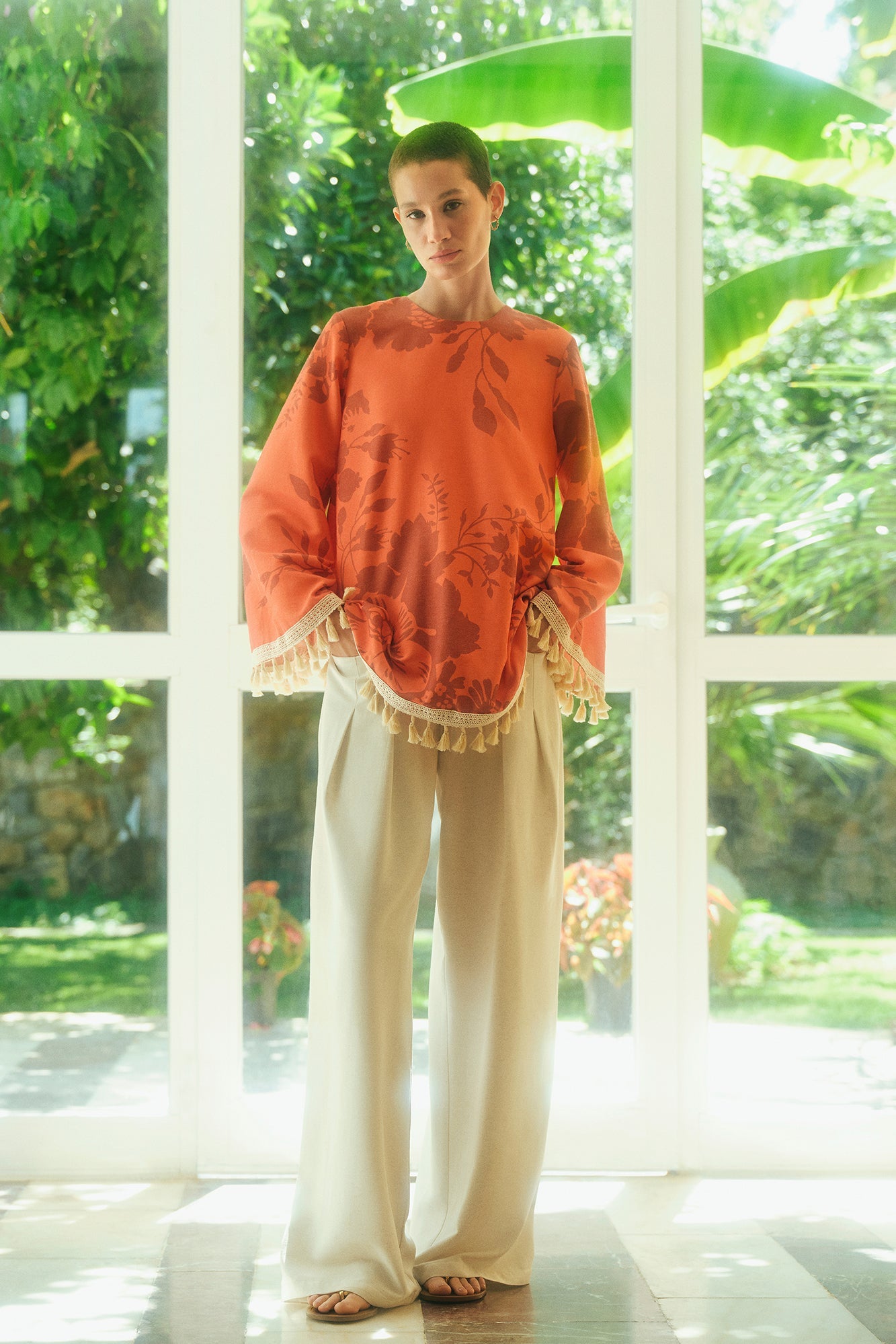 WIDE LEG LINEN TROUSERS WITH POCKET DETAIL