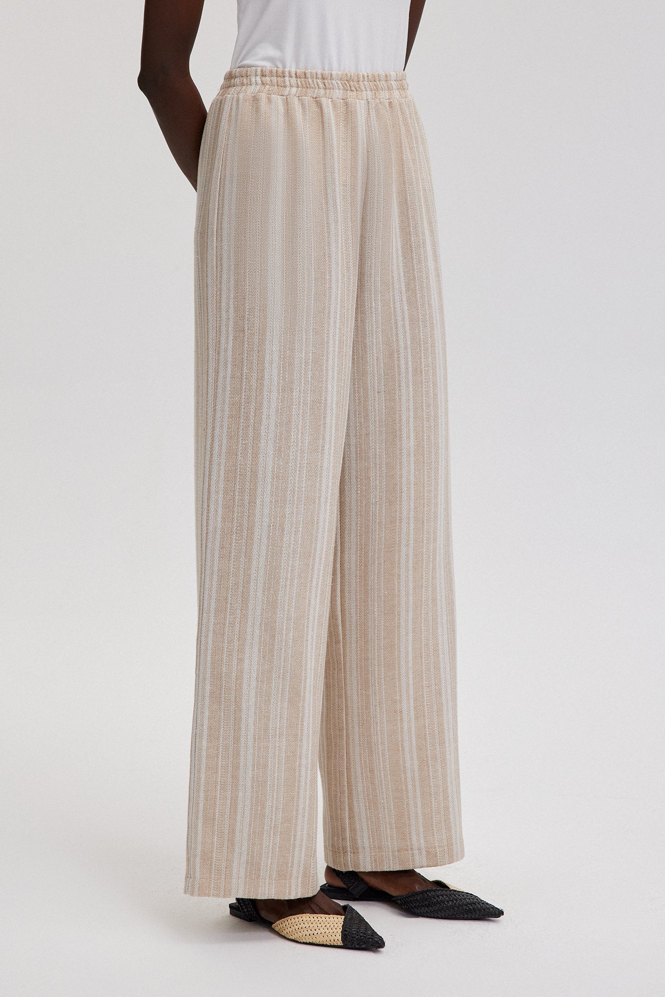 STRIPED TROUSERS WITH ELASTIC WAIST